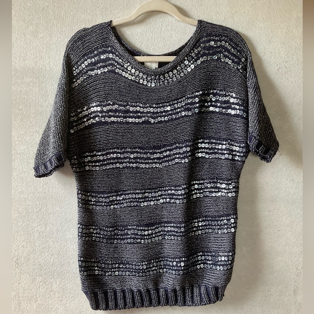 Chico’s Sweater. Sequins. Navy blue. Size 2